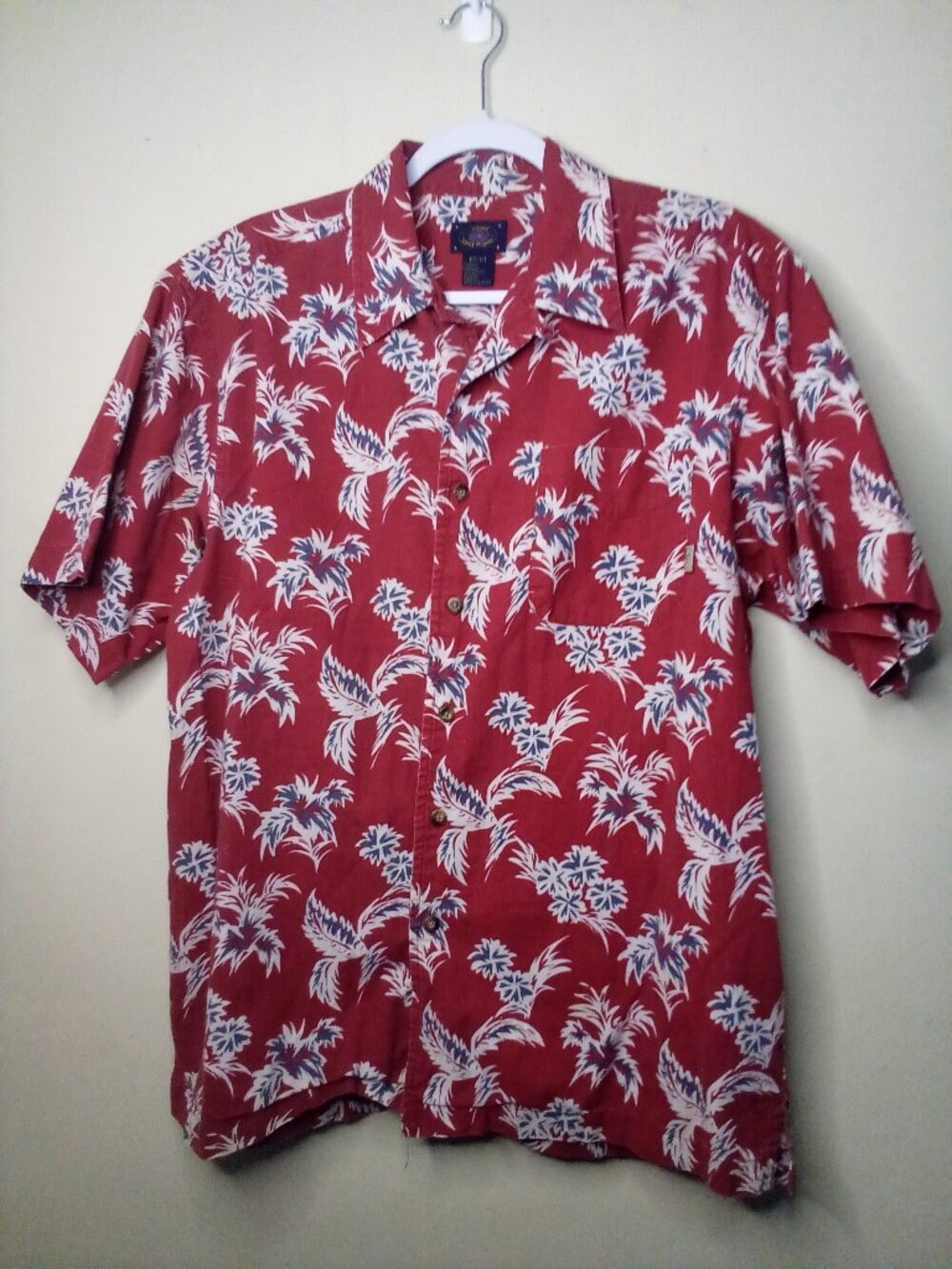 Pacific Coast Highway Shirt Men M Short Sleeve Button Up Tropical Hawaiian Red